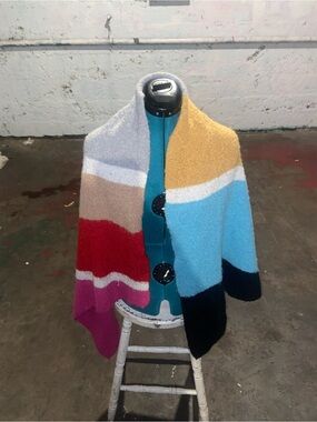 Maximalist Asymmetrical Eclectic Festival Soft Colorblock Cozy Knit Wrap Scarf